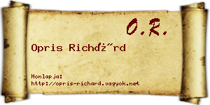 Opris Richárd névjegykártya